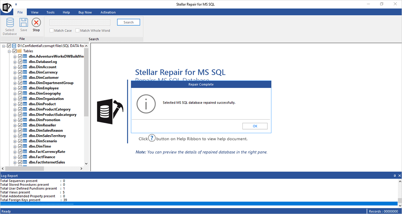 SQL Repair Using Stellar Repair for MS SQL